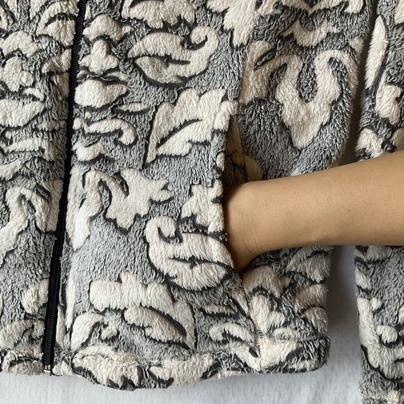 Jason Maxwell Women Jacket Size PS Gray Floral Fleece Long Sleeve Full Zip - Picture 7 of 9